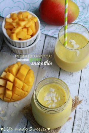 Mango Orange Coconut Green Smoothie - Life Made Sweeter