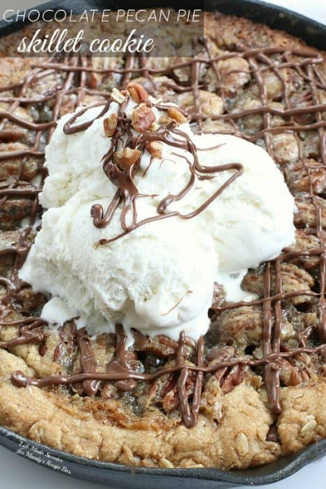 Chocolate Pecan Pie Skillet Cookie - @LifeMadeSweeter