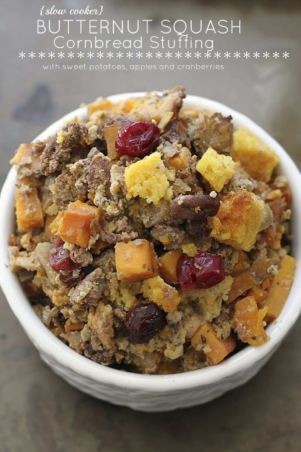 {Slow Cooker} Butternut Squash Cornbread Stuffing by @LifeMadeSweeter