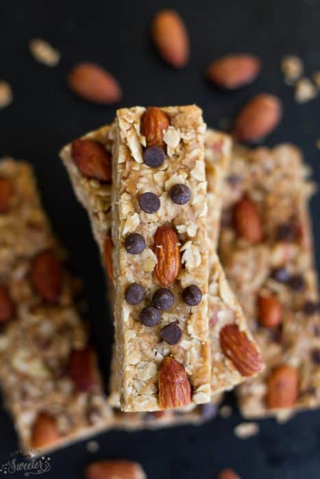 5 Ingredient Granola Bars with almond butter are sweet, chewy and super easy to make in only ONE pot