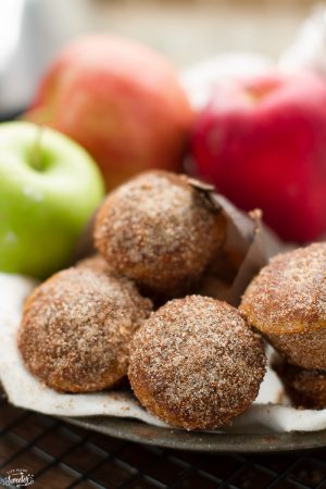 Apple Cider Donut Muffins coated in Cinnamon Sugar filled with a Salted Caramel Filling