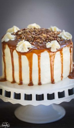 Apple Cider Spice Cake with Salted Caramel Drizzle makes a showstopping dessert