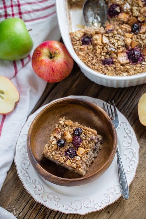 Cinnamon Apple Maple Baked Oatmeal makes the perfect easy make-ahead breakfast or healthy brunch. Best of all, this recipe takes just minutes to assemble for a comforting fall dish.