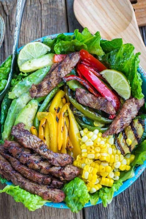 Asian Sesame Lime Steak Fajita Salad makes the perfect healthy dinner!
