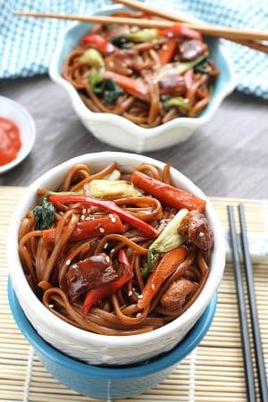 Best Slow Cooker Chicken Lo Mein is so easy to make & way better than takeout!