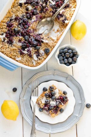 Blueberry Lemon Cococnut Baked Granola makes the perfect healthy gluten free breakfast