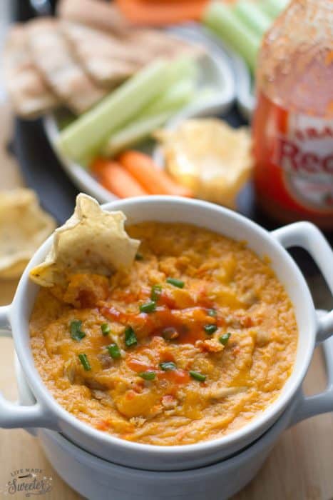Slow Cooker Buffalo Chicken Dip with Zucchini is perfect for summer parties
