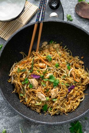 Chicken Chow Mein is the perfect easy weeknight meal! Best of all, it comes together in under 20 minutes in just one pot! Forget calling restaurant takeout, this recipe is so much better with authentic flavors. Seriously the best!!