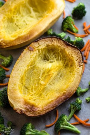 Chicken Parmesan Spaghetti Squash Bowls make the perfect easy one pan meal. Best of all, it's so easy to customize with your favorite veggies and takes just 15 minutes of prep time!