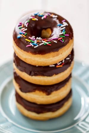 Chocolate Frosted Donuts with Sprinkles makes the perfect sweet treat.