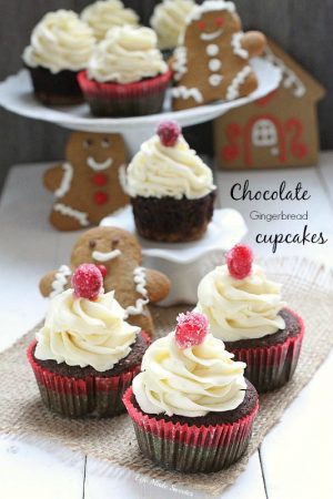 Chocolate Gingerbread Cupcakes with White Chocolate Buttercream from @LifeMadeSweeter @BobsRedMill #sponsored