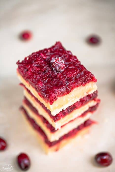 Cranberry Shortbread Bars are the perfect way to use up leftover cranberry sauce
