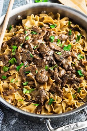 Easy Beef Stroganoff - One Pot - has all the delicious flavors you love about this classic comfort food. Best of all, made in just one pot so it's perfect for busy weeknights.