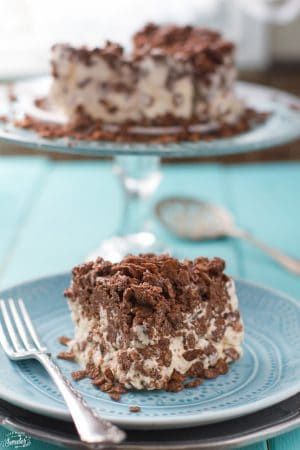 Easy Chocolate Crunch Ice Cream Cake comes together easily with only three ingredients