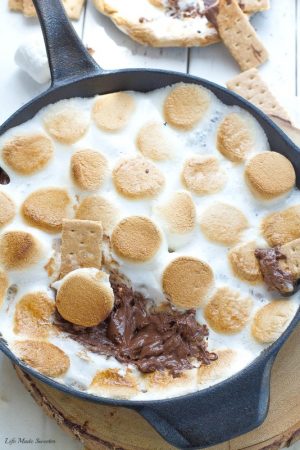 Easy Indoor S'mores Dip made 3 ways & easily comes together in 10 minutes. Perfect summer treat with no campfire required.