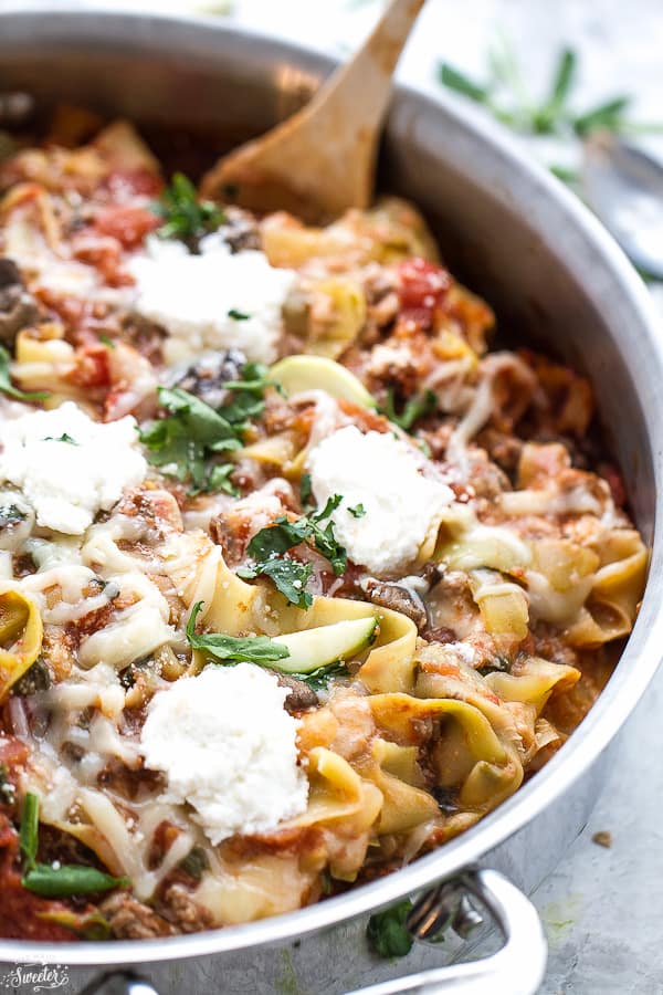 Easy Skinny Skillet Lasagna with Ribboned Zucchini Noodles comes ...