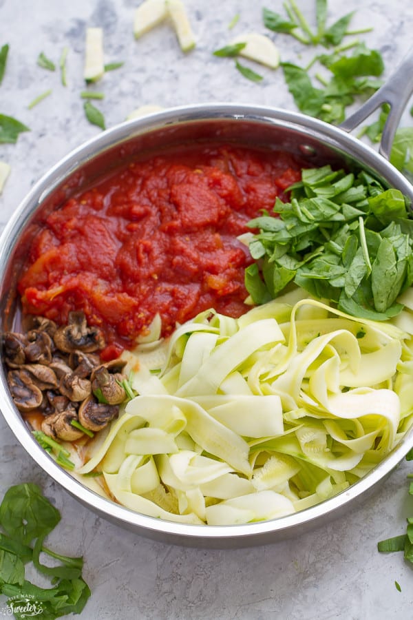 Easy Skinny Skillet Lasagna with Ribboned Zucchini Noodles comes