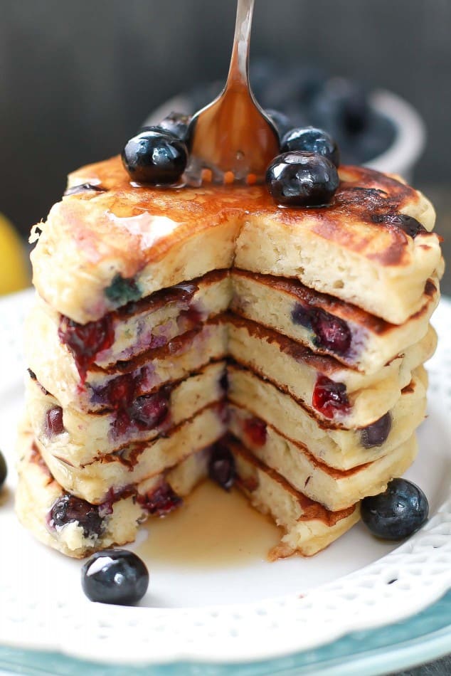 Fluffy Blueberry Lemon Pancakes make the perfect weekend breakfast