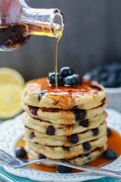 Fluffy Blueberry Lemon Pancakes make the perfect weekend breakfast