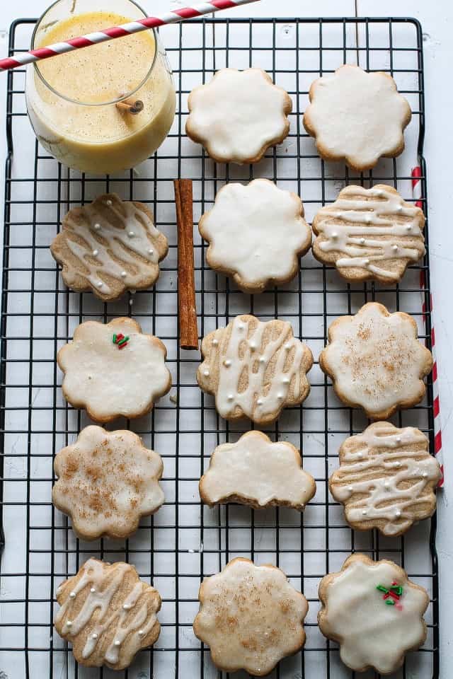 Glazed Eggnog Shortbread cookies are the perfect holiday treat!
