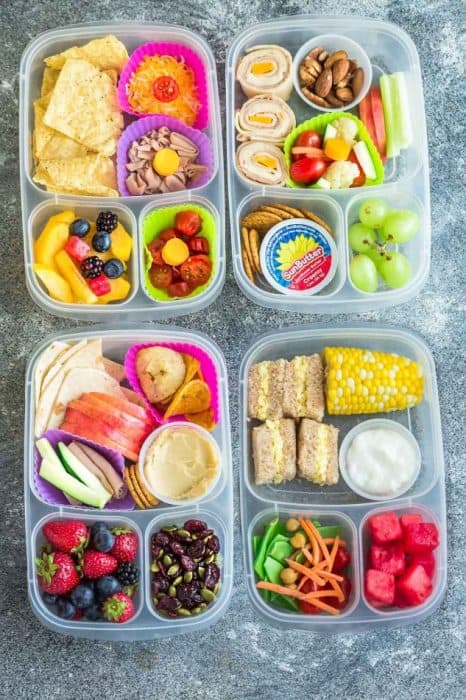 8 Healthy and Delicous Lunches for Back To School. Tons of ideas with options for nut free, dairy free and gluten free choices. Delicious and something for even picky eaters who will want to finish their food with no leftovers. Perfect for adults too who are looking for recipes and ideas other than sandwiches to bring to work.