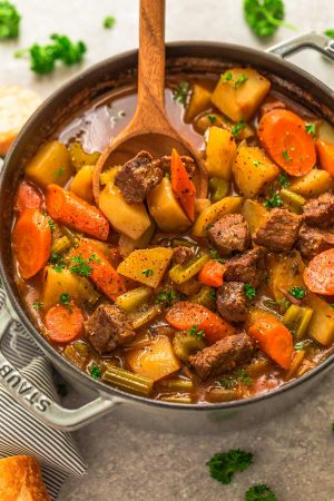 This recipe for Classic Homemade Beef Stew makes the perfect comforting dish on a cold day. Best of all, it’s easy to make and has the most delicious tender meat with carrots, potatoes, sweet potatoes and celery. So good for warming up on a cold day and reminds you of mom's home cooking.!