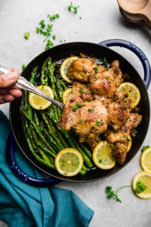 Instant Pot Lemon Herb Chicken with Garlic is the perfect easy low carb / keto-friendly meal for spring. Best of all, this chicken cooks up tender, juicy and full of flavor with instructions for the Instant Pot and stovetop