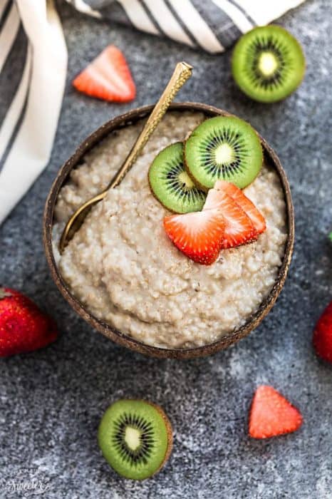 Instant Pot Steel Cut Oatmeal – an easy recipe for light and fluffy steel cut oats cooked in an electric pressure cooker. Best of all, it's gluten free, vegan and you can customize it with your favorite fruit or berries! No more stirring and only 3 minutes of cooking time!