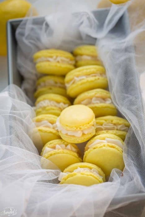 Lemon French Macarons filled with coconut buttercream make the perfect sunny sweet treat!!
