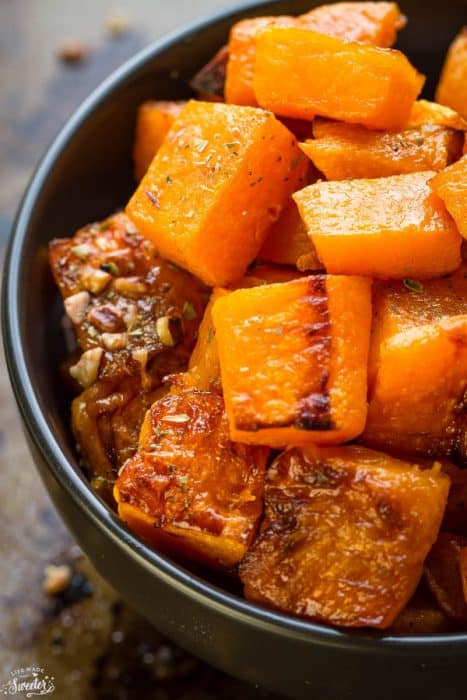 Maple Pecan Roasted Butternut Squash makes the perfect easy side dish for fall. Best of all, they're so simple to customize and are vegan, paleo-friendly and gluten free with no refined sugar.