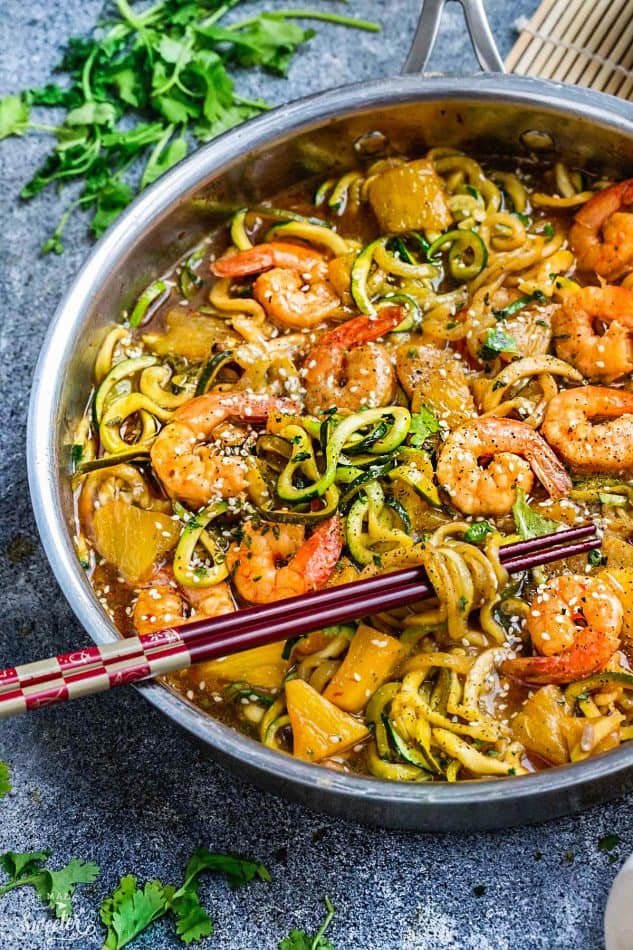 One Pot Shrimp Teriyaki Zoodle (Zucchini Noodles)