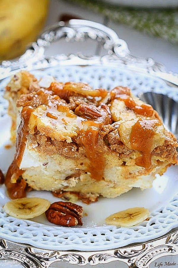 Overnight Banana Pecan Streusel French Toast Casserole is perfect for