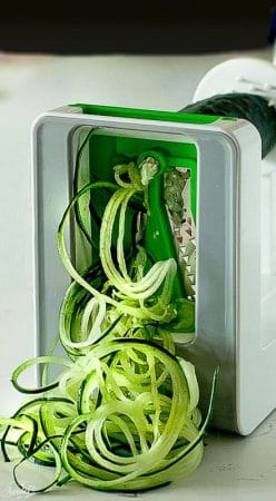 Oxo Spiralizer used to make Healthy Chicken Chow Mein Zoodles