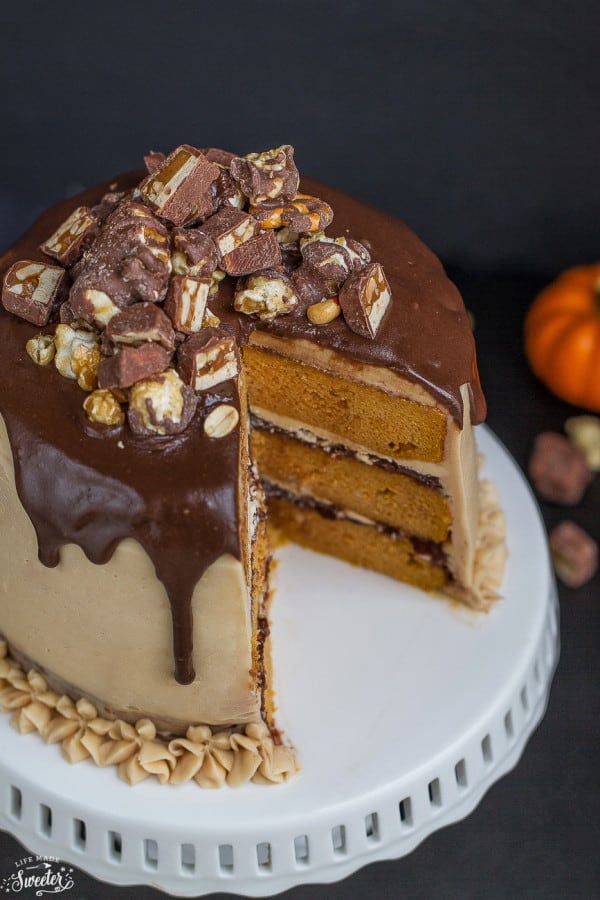 Pumpkin Snickers Layer Cake with Salted Caramel Frosting makes a ...