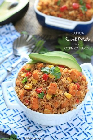 Quinoa, Sweet Potato and Corn Casserole from -- easy, healthy and delicious meal made all in your slow cooker.
