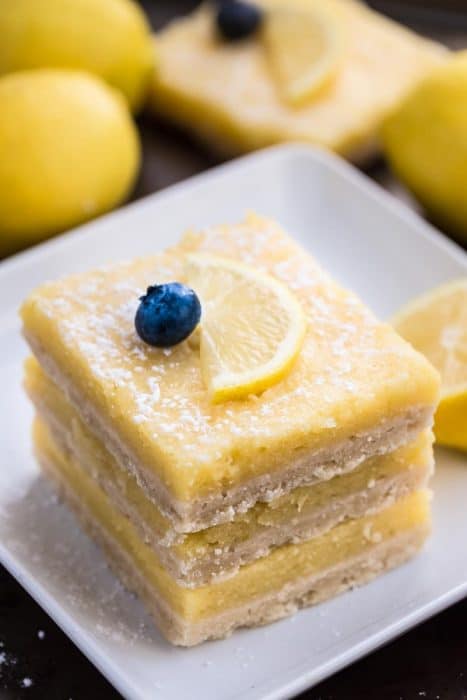 Skinny Lemon Bars make the perfect easy sweet treat! Best of all, they have all the classic flavors of the perfect lemon bar but lightened up and are healthier!