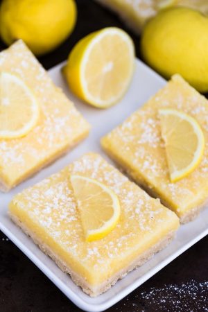 Skinny Lemon Bars make the perfect easy sweet treat! Best of all, they have all the classic flavors of the perfect lemon bar but lightened up and are healthier!