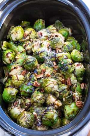 Slow Cooker Balsamic Brussels Sprouts plus 2 other holiday side dishes to help free up your oven. Recipes include Orange Ginger Glazed Carrots and Parmesan Sage Mashed Sweet Potatoes - easy dump and go recipes perfect for the holidays! Best of all, they're made entirely in your crock-pot with no oven or stove time!