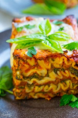 Slow Cooker Cheesy Spinach Lasagna - makes the perfect comforting meatless meal. Best of all, this healthy recipe cooks up all in the crock-pot!