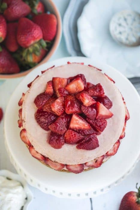 Slow Cooker Strawberries and Cream Cheesecake makes the perfect sweet treat!