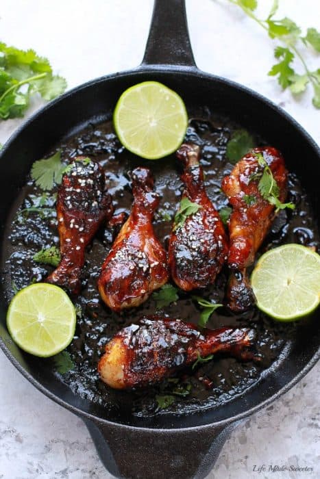 Sticky Honey Sriracha Chicken - Easy chicken drumsticks loaded with zesty Asian flavors are the perfect balance of spicy, tangy & sweet.