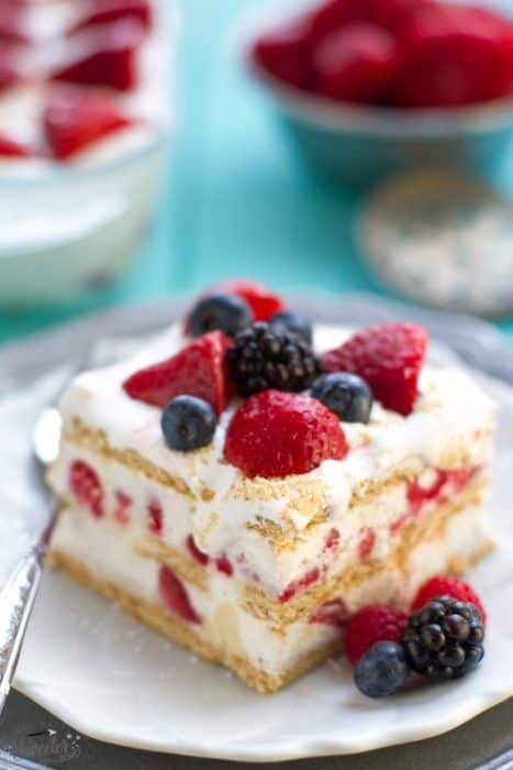 Strawberry Cheesecake Icebox Cake makes an easy no-bake dessert & perfect for sharing with a crowd