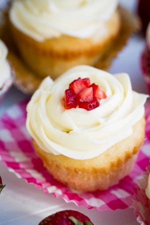 Strawberry Filled Vanilla Cupcakes make the perfect celebratory treat!