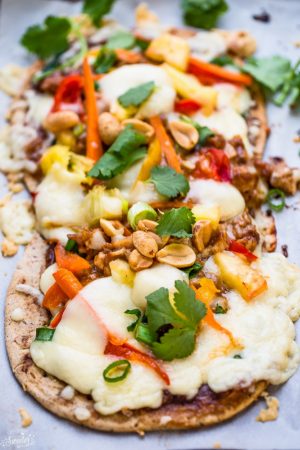 Thai Chicken Flatbread Pizza is perfect for busy weeknights!