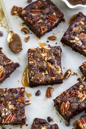 These Paleo Turtle Brownies taste completely indulgent while being secretly healthier, refined sugar free and gluten free. Best of all, this recipe is so easy to make and has all your favorite flavors of Turtles! Melt in your mouth and perfect for any fudgy brownie fans!