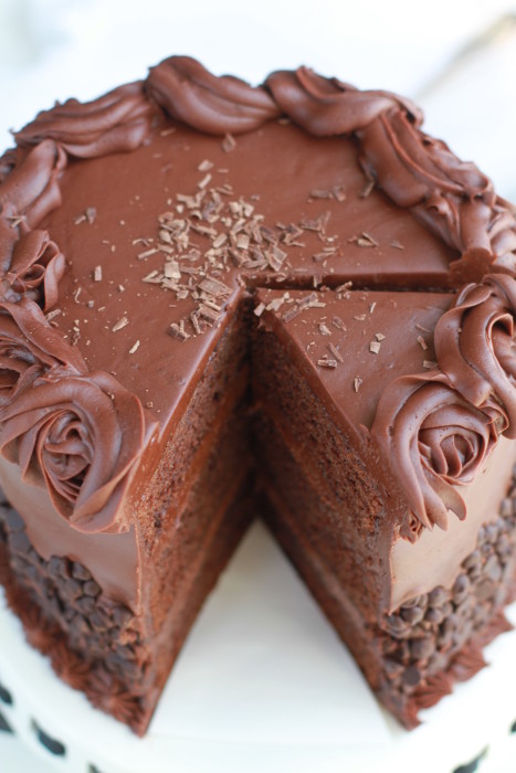 triple layer chocolate cake with chocolate frosting