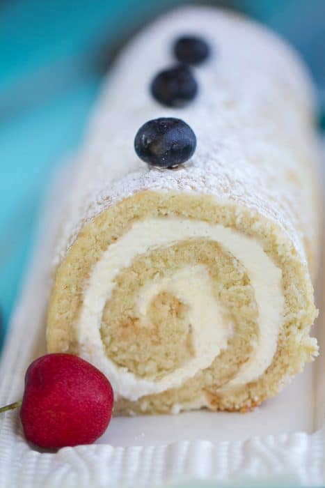 Vanilla Sponge Cake with a dreamy vanilla mascarpone filling makes an impressive & light summery dessert