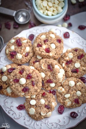 White Chocolate Cranberry Oatmeal Cookies are perfect for the holidays!